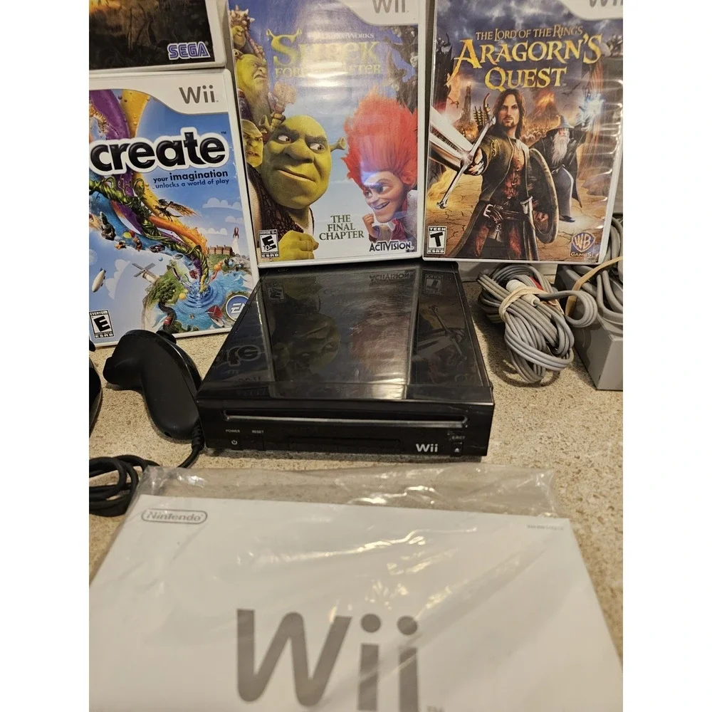 Nintendo Wii Black Console With 5 Games And Tons Of Accessories